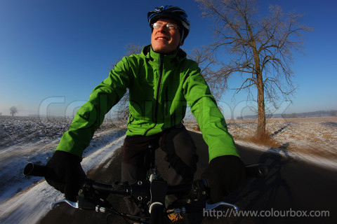 happy winter cyclist