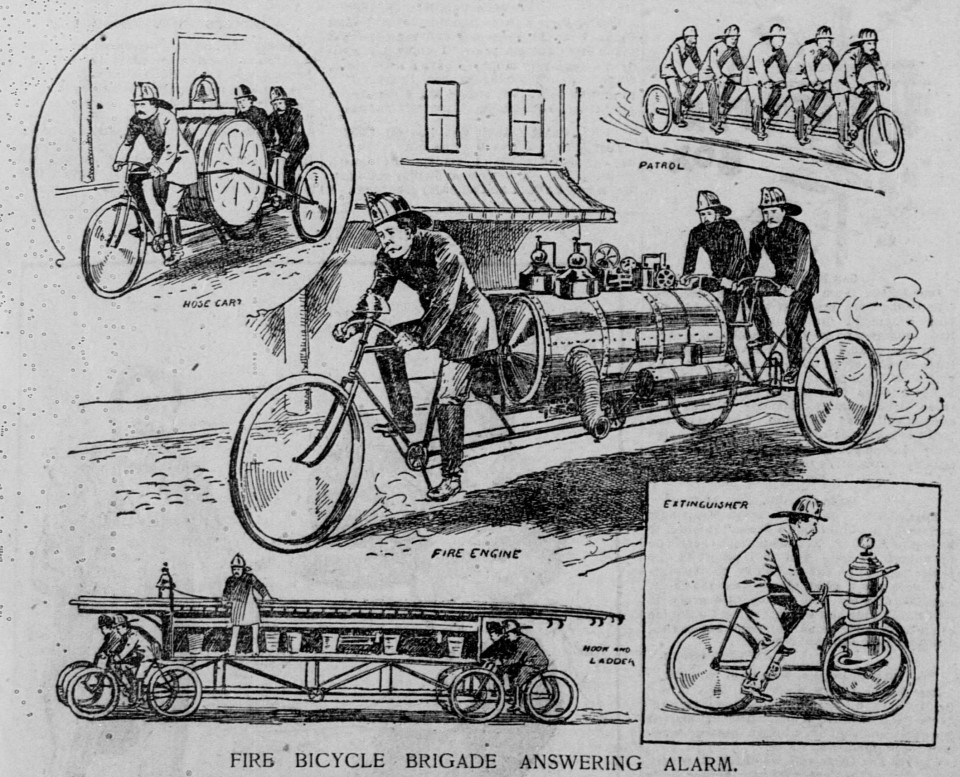 пожарные велосипеды США 1896 год